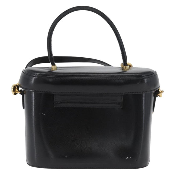 VERSACE Hand Bag Leather 2way Black Gold Auth BA11419