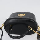 VERSACE Hand Bag Leather 2way Black Gold Auth BA11419-7