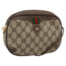 GUCCI GG Supreme Web Sherry Line Bag PVC Beige Gold 156 02 066 Auth BA11422-1
