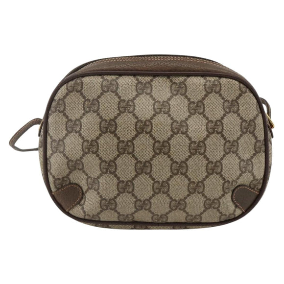 GUCCI GG Supreme Web Sherry Line Bag PVC Beige Gold 156 02 066 Auth BA11422