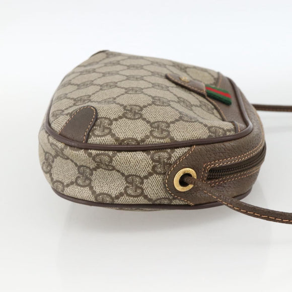 GUCCI GG Supreme Web Sherry Line Bag PVC Beige Gold 156 02 066 Auth BA11422