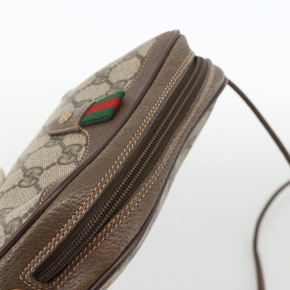 GUCCI GG Supreme Web Sherry Line Bag PVC Beige Gold 156 02 066 Auth BA11422