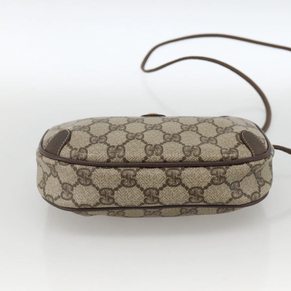 GUCCI GG Supreme Web Sherry Line Bag PVC Beige Gold 156 02 066 Auth BA11422
