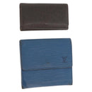 LOUIS VUITTON Monogram Epi Wallet Leather 2 Set Blue LV Auth BA11426-1