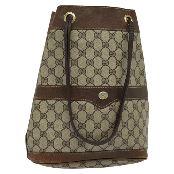 GUCCI GG Supreme Shoulder Bag PVC Beige Auth BA1143
