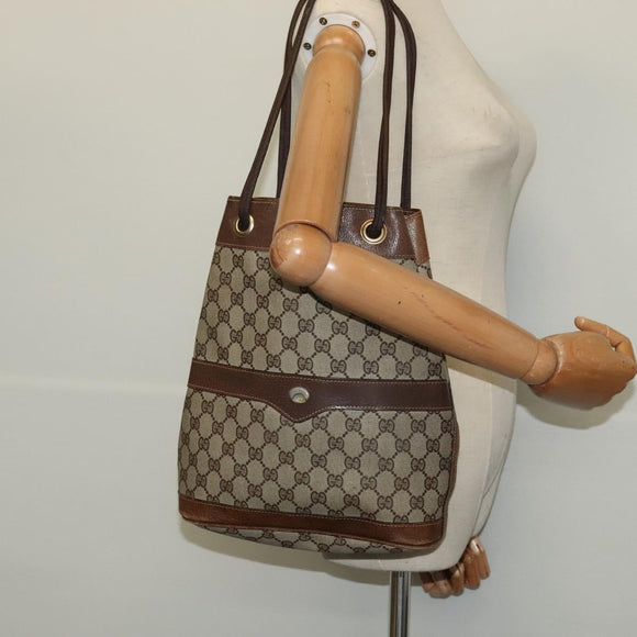 GUCCI GG Supreme Shoulder Bag PVC Beige Auth BA1143