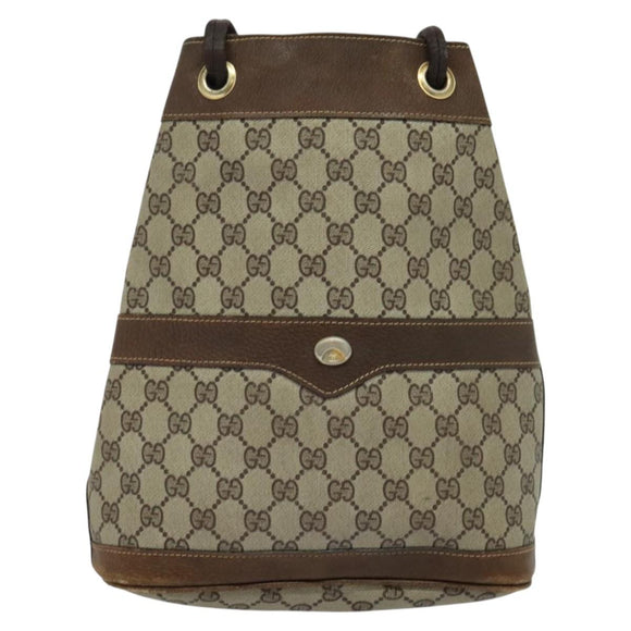 GUCCI GG Supreme Shoulder Bag PVC Beige Auth BA1143