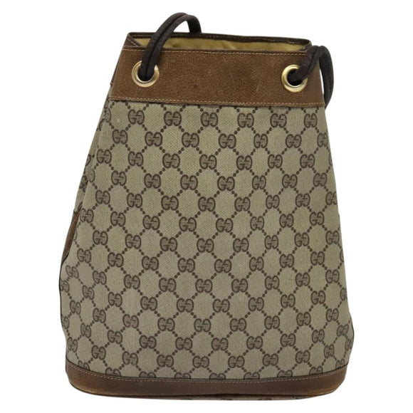 GUCCI GG Supreme Shoulder Bag PVC Beige Auth BA1143