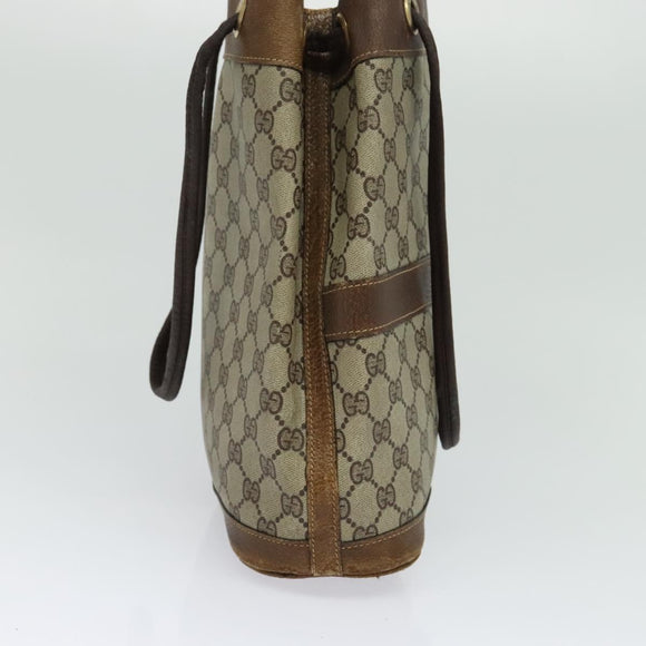 GUCCI GG Supreme Shoulder Bag PVC Beige Auth BA1143