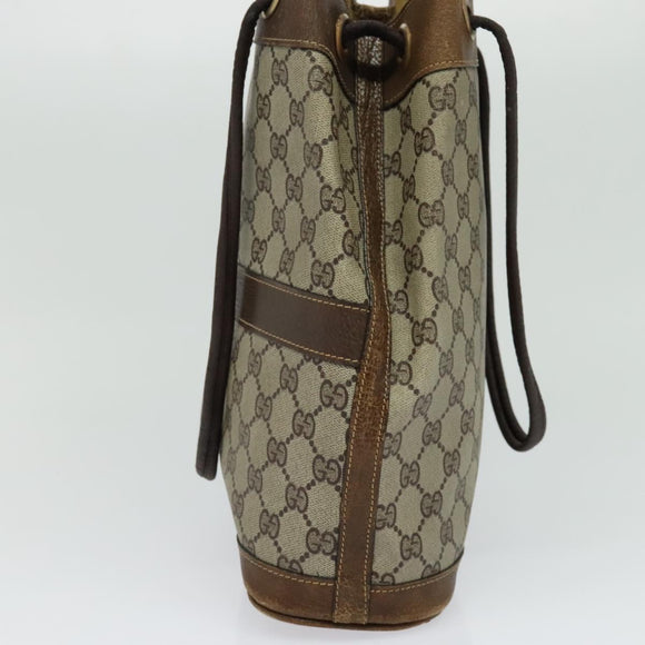 GUCCI GG Supreme Shoulder Bag PVC Beige Auth BA1143