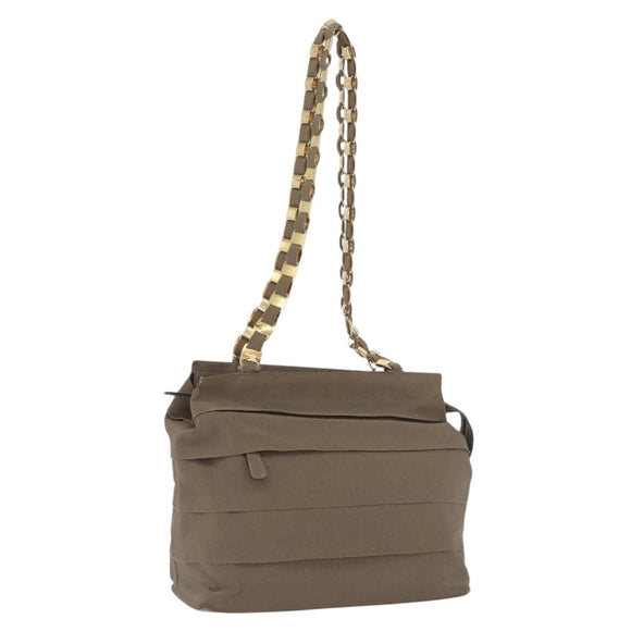 Salvatore Ferragamo Shoulder Bag Canvas Brown Gold Auth BA11433