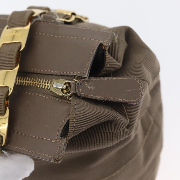 Salvatore Ferragamo Shoulder Bag Canvas Brown Gold Auth BA11433