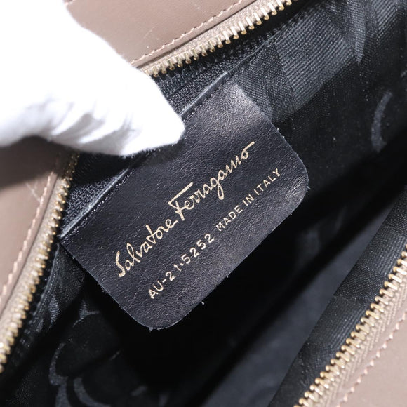 Salvatore Ferragamo Shoulder Bag Canvas Brown Gold Auth BA11433