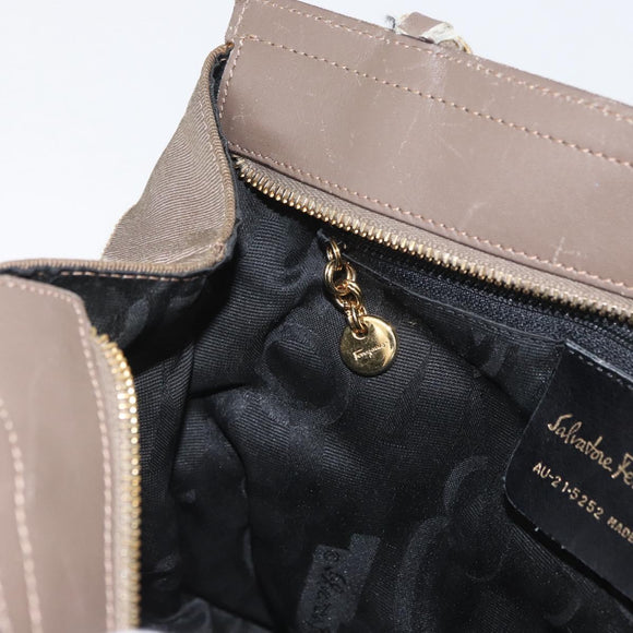 Salvatore Ferragamo Shoulder Bag Canvas Brown Gold Auth BA11433