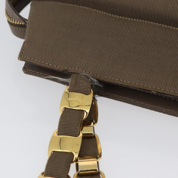 Salvatore Ferragamo Shoulder Bag Canvas Brown Gold Auth BA11433