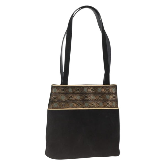 Salvatore Ferragamo Shoulder Bag Suede Black gold Auth BA11435
