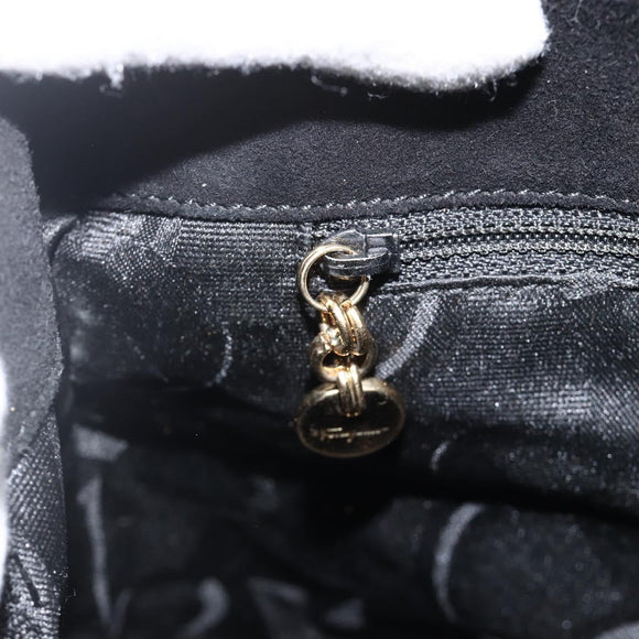 Salvatore Ferragamo Shoulder Bag Suede Black gold Auth BA11435