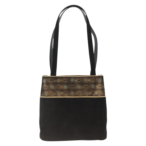 Salvatore Ferragamo Shoulder Bag Suede Black gold Auth BA11435