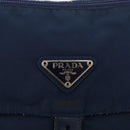 PRADA Schoudertas Nylon Marine Zilver Auth BA11437-18