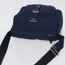PRADA Schoudertas Nylon Marine Zilver Auth BA11437-6