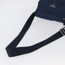 PRADA Schoudertas Nylon Marine Zilver Auth BA11437-7
