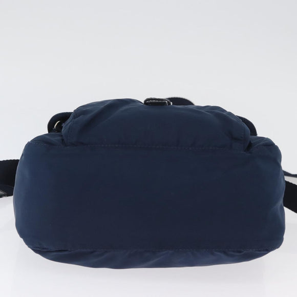 PRADA Schoudertas Nylon Marine Zilver Auth BA11437