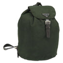 PRADA Backpack Nylon Khaki Silver Auth BA11438-1