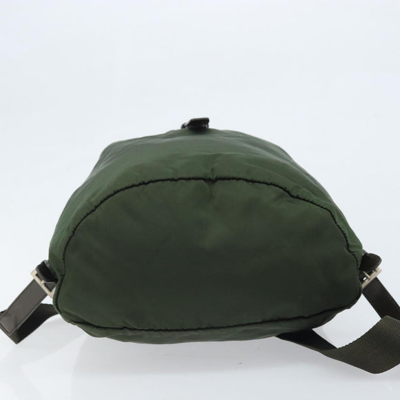 PRADA Backpack Nylon Khaki Silver Auth BA11438