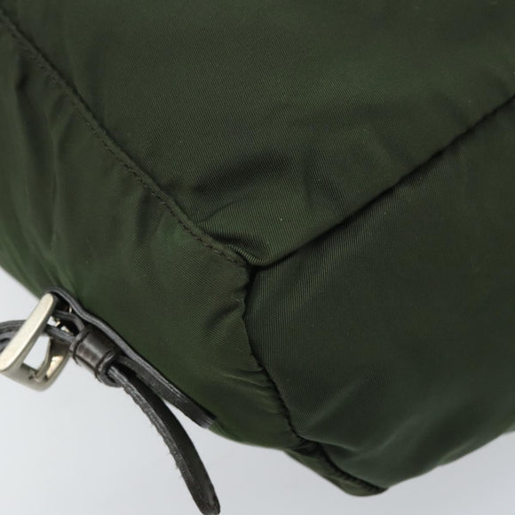 PRADA Backpack Nylon Khaki Silver Auth BA11438