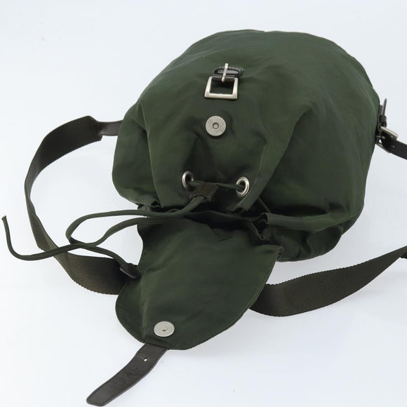 PRADA Backpack Nylon Khaki Silver Auth BA11438