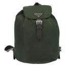 PRADA Backpack Nylon Khaki Silver Auth BA11438-2