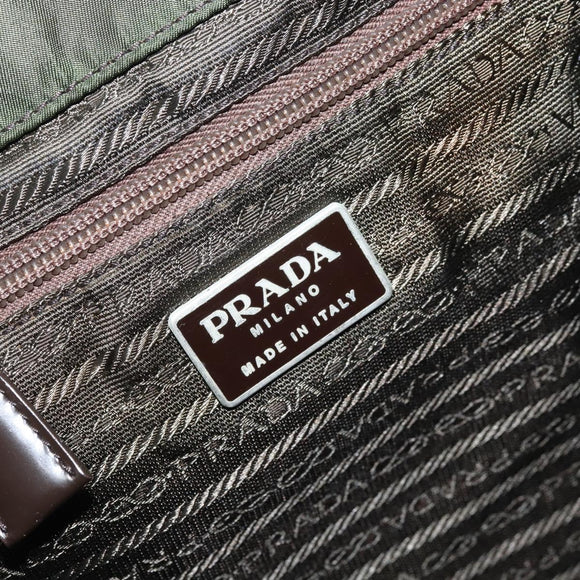 PRADA Backpack Nylon Khaki Silver Auth BA11438