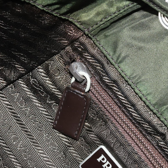 PRADA Backpack Nylon Khaki Silver Auth BA11438