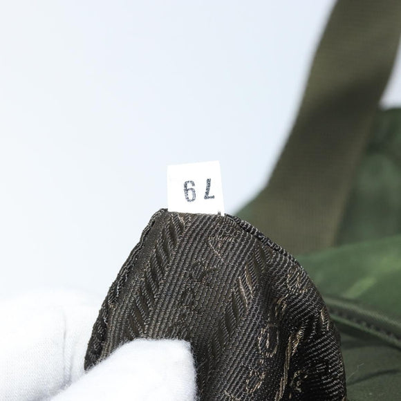 PRADA Backpack Nylon Khaki Silver Auth BA11438