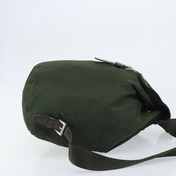 PRADA Backpack Nylon Khaki Silver Auth BA11438