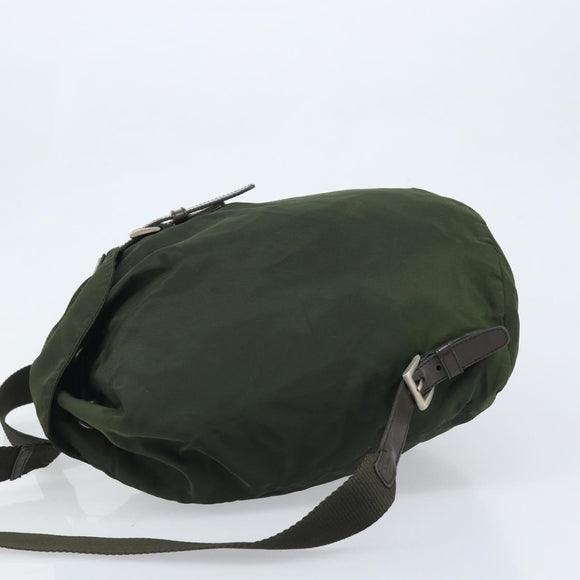 PRADA Backpack Nylon Khaki Silver Auth BA11438
