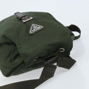 PRADA Backpack Nylon Khaki Silver Auth BA11438-6