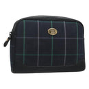 Burberrys Nova Check Clutch Bag Canvas Navy Auth BA1144-1