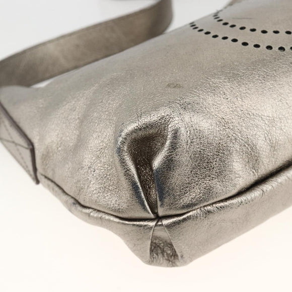 Salvatore Ferragamo Shoulder Bag Leather Silver Auth BA11441