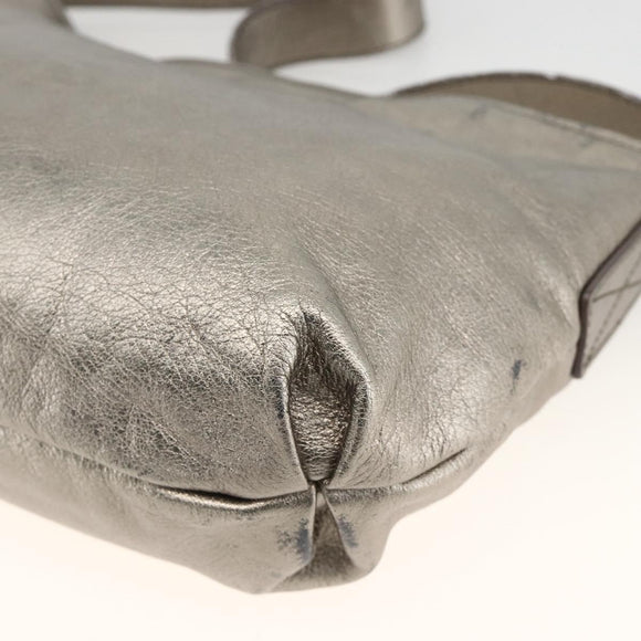 Salvatore Ferragamo Shoulder Bag Leather Silver Auth BA11441