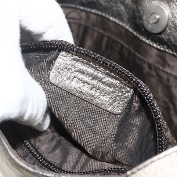 Salvatore Ferragamo Shoulder Bag Leather Silver Auth BA11441