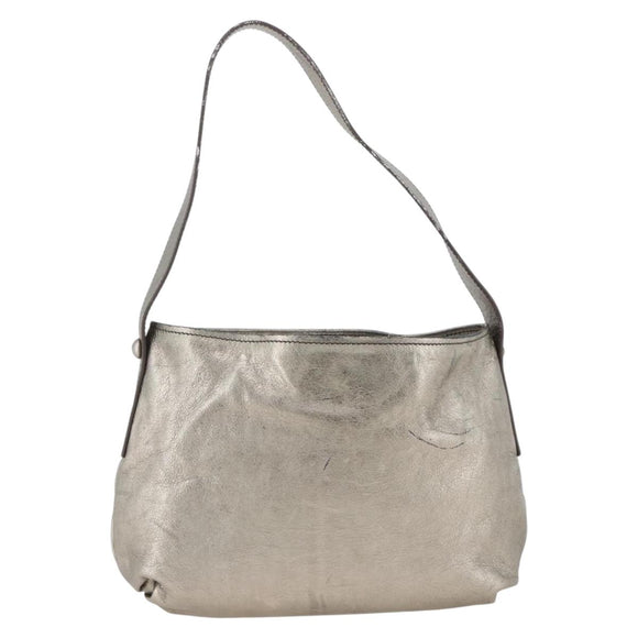 Salvatore Ferragamo Shoulder Bag Leather Silver Auth BA11441