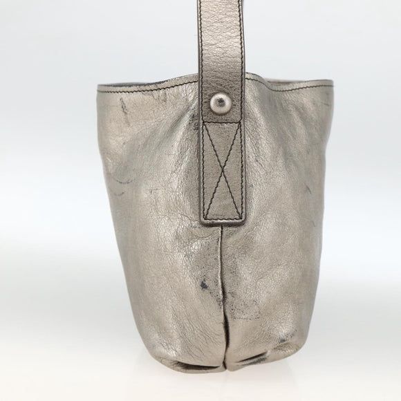 Salvatore Ferragamo Shoulder Bag Leather Silver Auth BA11441