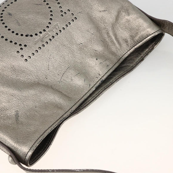 Salvatore Ferragamo Shoulder Bag Leather Silver Auth BA11441