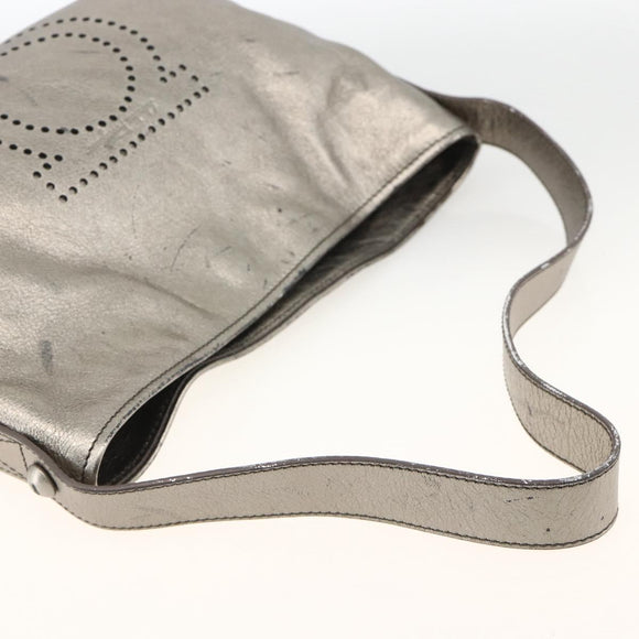 Salvatore Ferragamo Shoulder Bag Leather Silver Auth BA11441