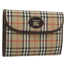 Burberrys Nova Check Pouch Canvas Beige Gold Auth BA11444-1