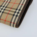 Burberrys Nova Check Pouch Canvas Beige Gold Auth BA11444-15