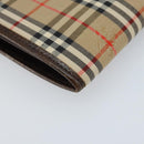 Burberrys Nova Check Pouch Canvas Beige Gold Auth BA11444-16
