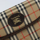 Burberrys Nova Check Pouch Canvas Beige Gold Auth BA11444-8