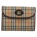 Burberrys Nova Check Pouch Canvas Beige Gold Auth BA11444-13